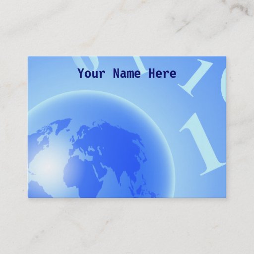 Customizable Binary Globe Background, Your Name Here Business Card