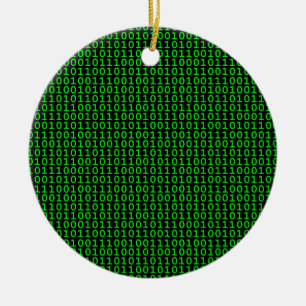 Binary Green Ceramic Ornament