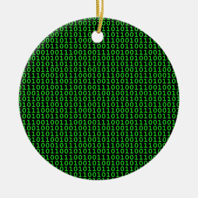 Binary Green Ceramic Ornament (Front)
