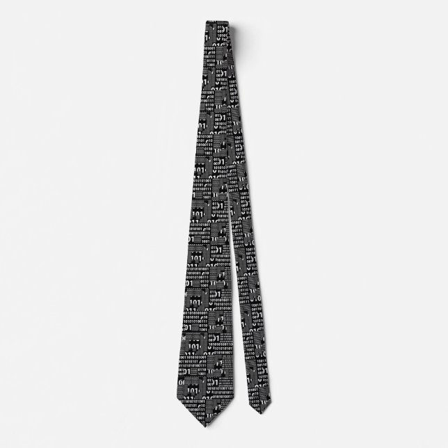 Binary in Black & White Neck Tie (Front)