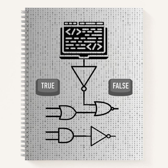 Binary Logic Spiral Notebook – Modern Design  (Front)