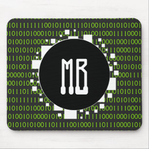 Binary Matrix White Green Digital Portal 1s 0s Mouse Pad