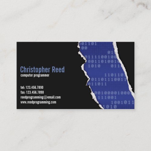 Binary Rip _ Blue Business Card