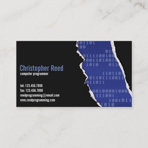 Customizable Binary Rip - Blue Business Card Template