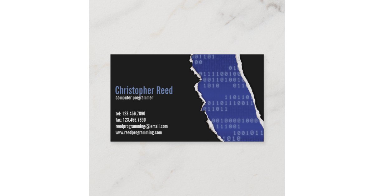 Binary Rip - Blue Business Card | Zazzle