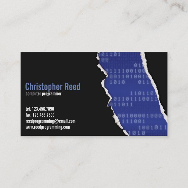 Binary Rip - Blue Business Card (Front)