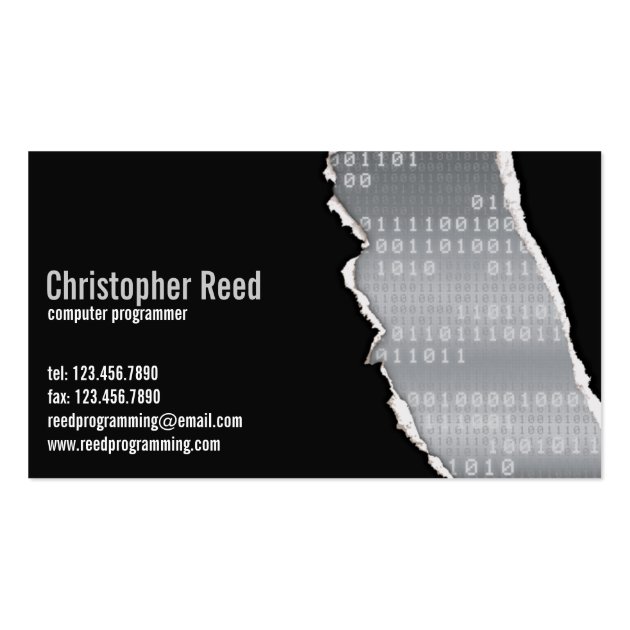 Business Card Rip Card Binary Rip - Grey Business Cards