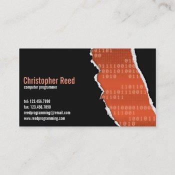 Binary Rip - Orange Business Card by fireflidesigns at Zazzle