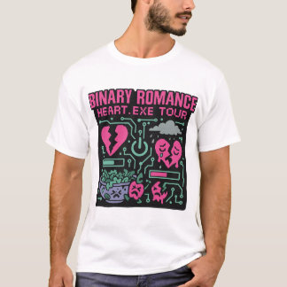 Binary Romance Unisex T-Shirt, Glitchy Cyber Band T-Shirt
