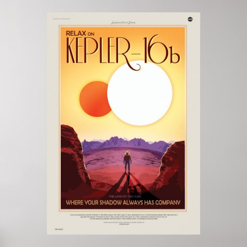 Binary Star System Astronaut on Exoplanet Kepler 1 Poster