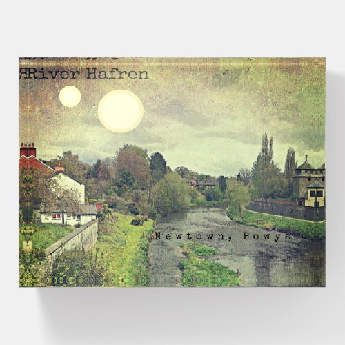 Binary Sunset over River Hafren in Newtown Powys  Paperweight