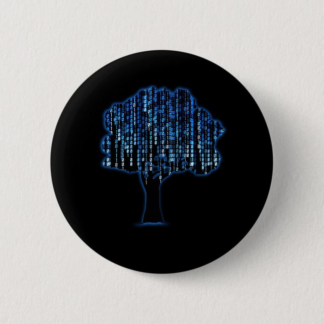Binary Tree Coding Computer Programmer Button (Front)