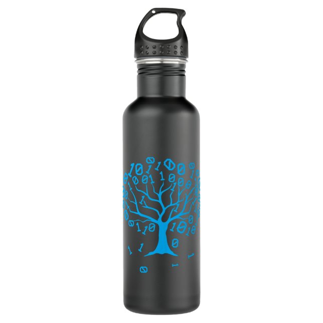 Binary Tree Computer Science Lovers Coding Program Stainless Steel Water Bottle (Front)