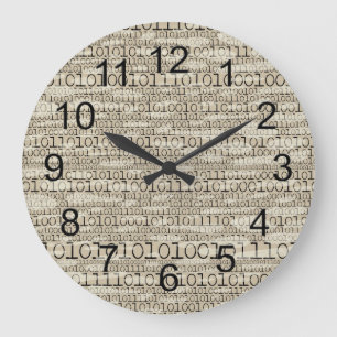 Binary Trendy Funky Nerd Nerdy Geek Retro Large Clock