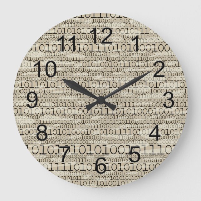 Binary Trendy Funky Nerd Nerdy Geek Retro Large Clock (Front)