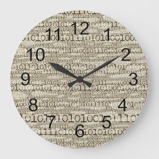 Binary Trendy Funky Nerd Nerdy Geek Retro Large Clock | Zazzle