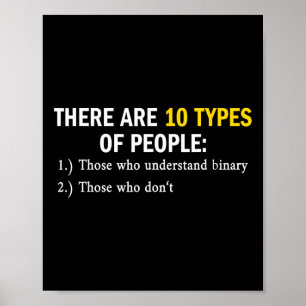Binary Types Of People Programmer Nerd Boys &amp;  Poster
