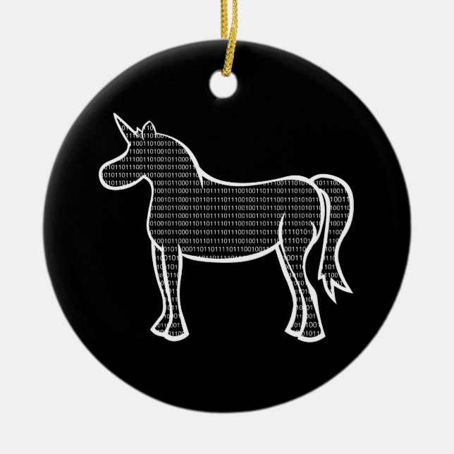 Binary Unicorn Ceramic Ornament (Front)