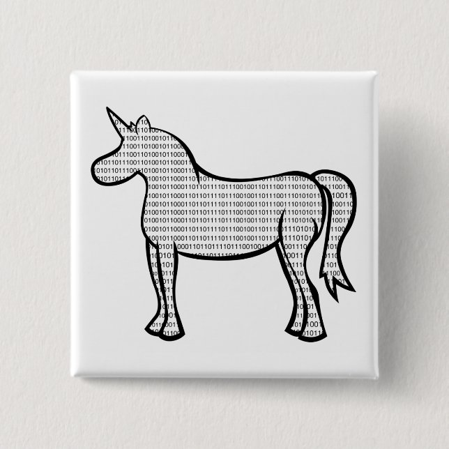 Binary Unicorn Pinback Button (Front)