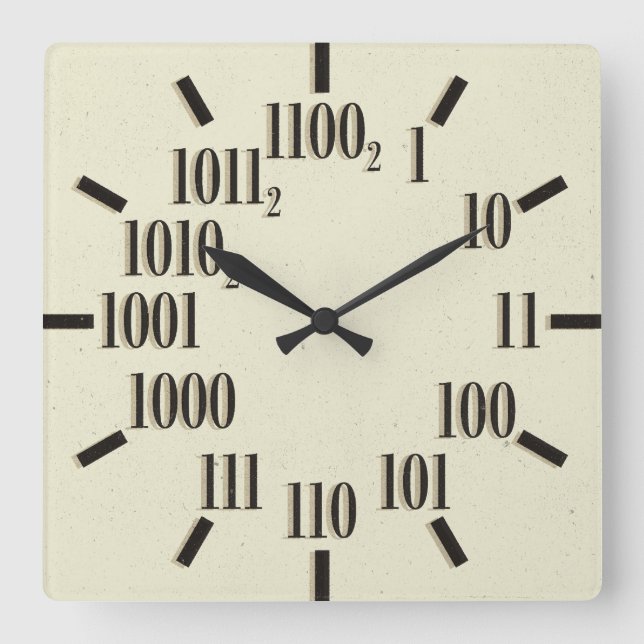 Binary Wall Clock, Square Square Wall Clock (Front)