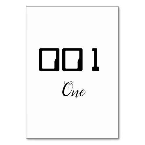 Binary Wedding Table Number Cards