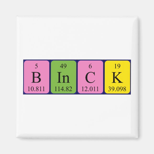 Binck periodic table name magnet (Front)