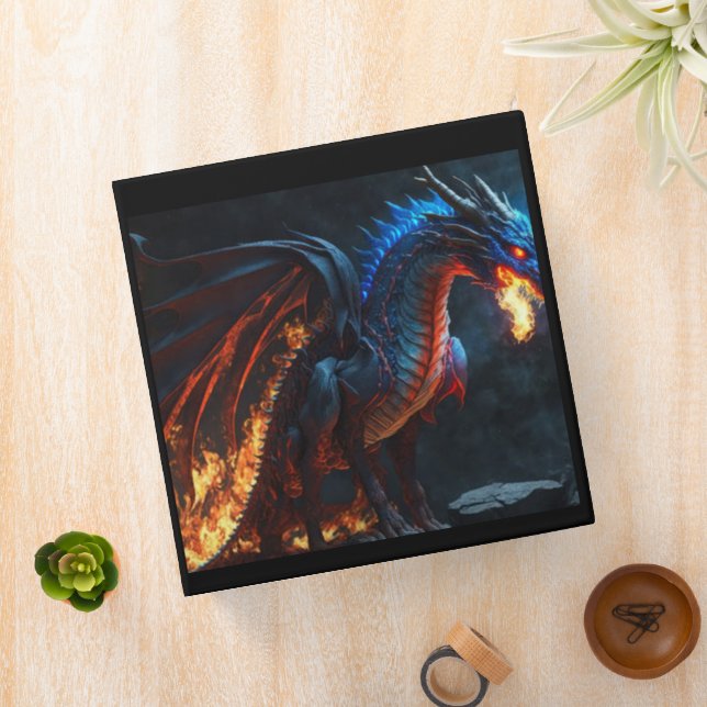 Binde Blue Flame Fire Dragon Scales Ring Butterfie 3 Ring Binder (In Situ)