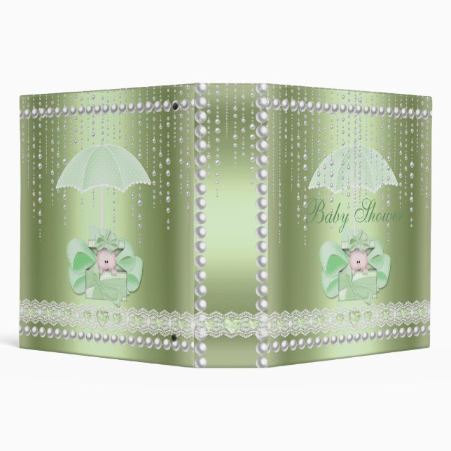 Binder 2 Baby Shower Mint Umbrella Pearl White (Background)
