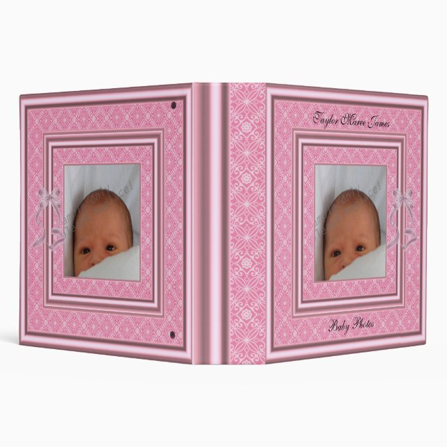 Binder Baby Girl Photo Album Pink Floral Bow (Background)