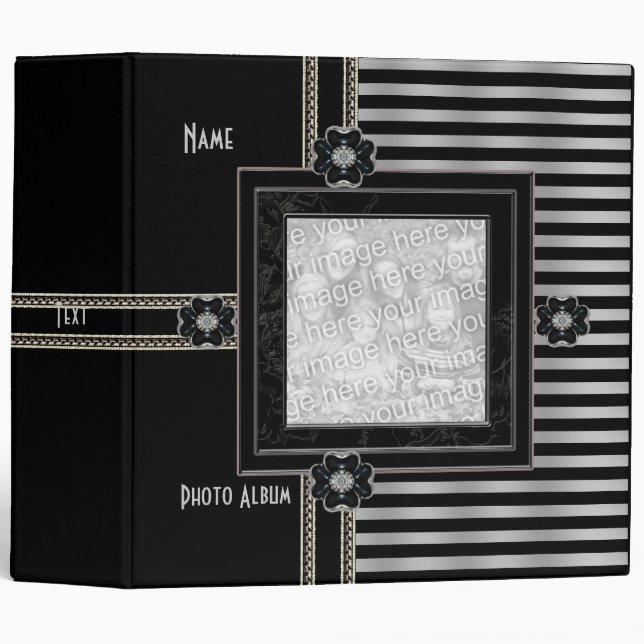 Binder Black Silver Stripe Photo Album Add Photo 2 (Front/Spine)