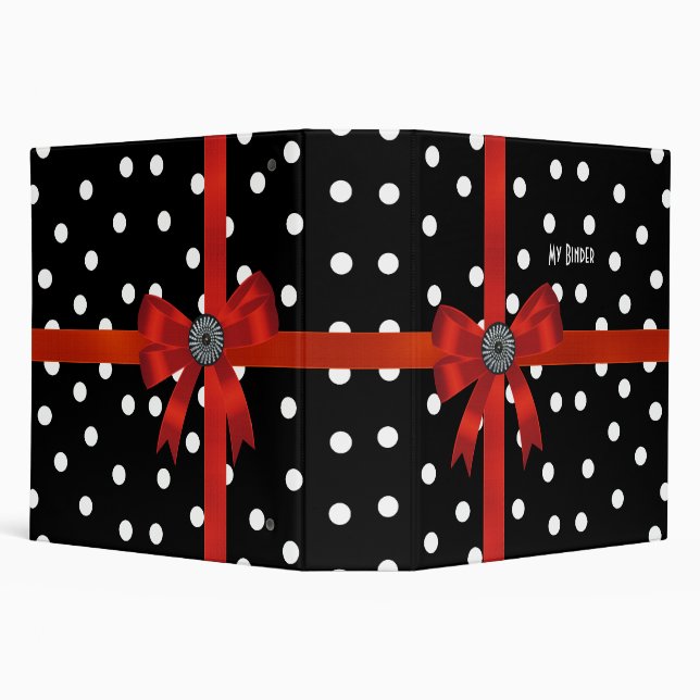 Binder Black White Spot Red Bow (Background)