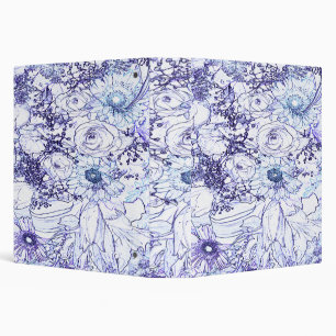 Binder, Blue color floral classic pattern design  3 Ring Binder
