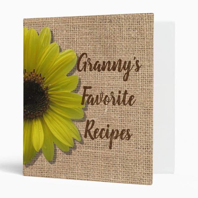 Binder - Burlap and Rain-Drenched Sunflower (Front/Inside)
