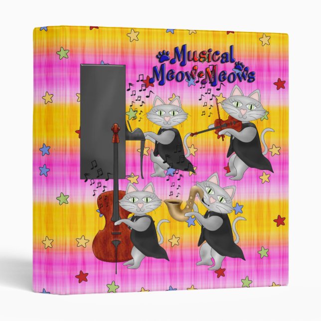 Binder Cute Cats Music Musical Cat Band (Front/Spine)