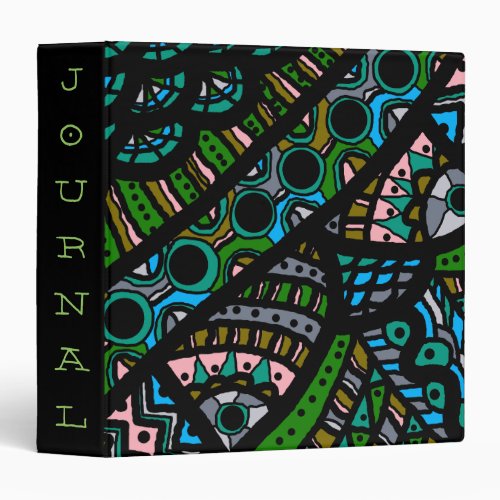 Binder Doodle abstract woman blue green grey Binder