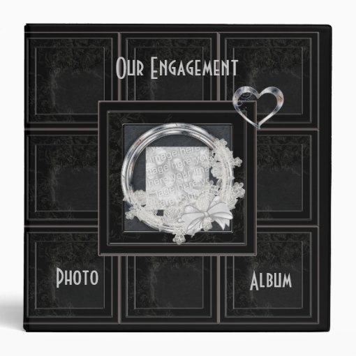 Binder Engagement Album Aged Black Panel Add Photo Zazzle