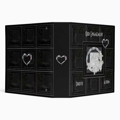 Binder Engagement Album Aged Black Panel Add Photo Zazzle