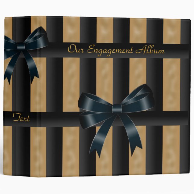 Binder Engagement Photo Album Black Gold Stripe (Front/Spine)
