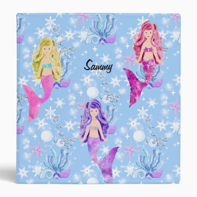 Binder for Young Girl with Mermaids & Sea (Front)