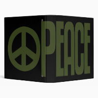 Binder, Giant Olive Green Peace Sign Design