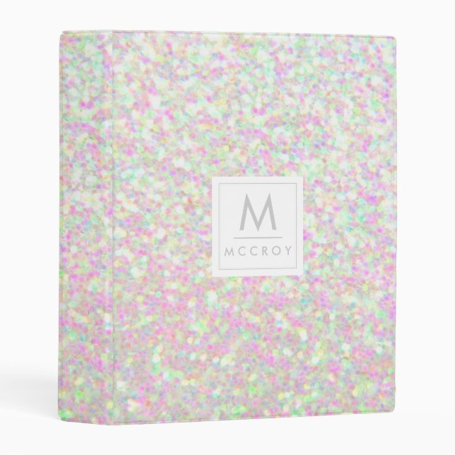 Binder - Iridescent Glitter Initial Name (Front/Spine)