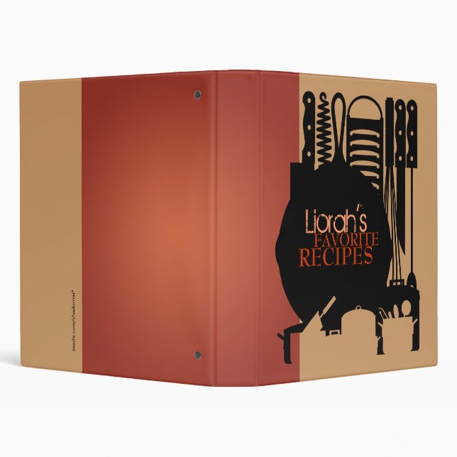 Binder Kitchen Utensils Retro Stylized Custom Name (Background)