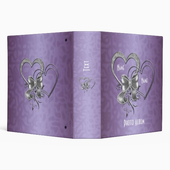 Binder Lilac Purple Silver Hearts Photo Album
