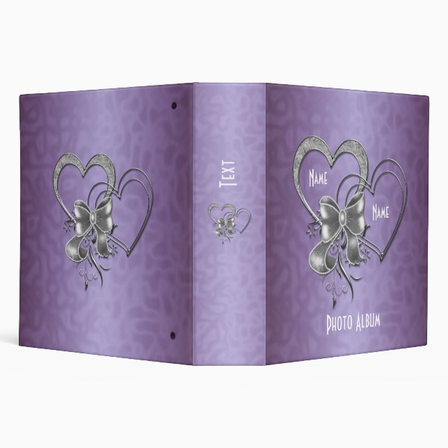 Binder Lilac Purple Silver Hearts Photo Album (Background)