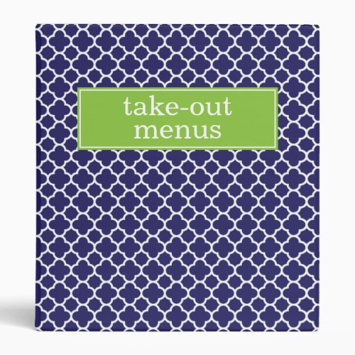 Binder  Navy and Lime Quatrefoil