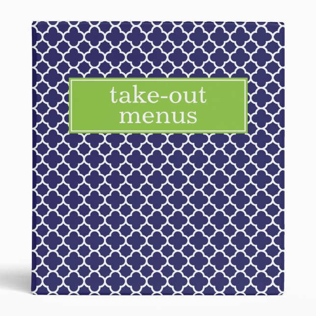 Binder | Navy and Lime Quatrefoil (Front)