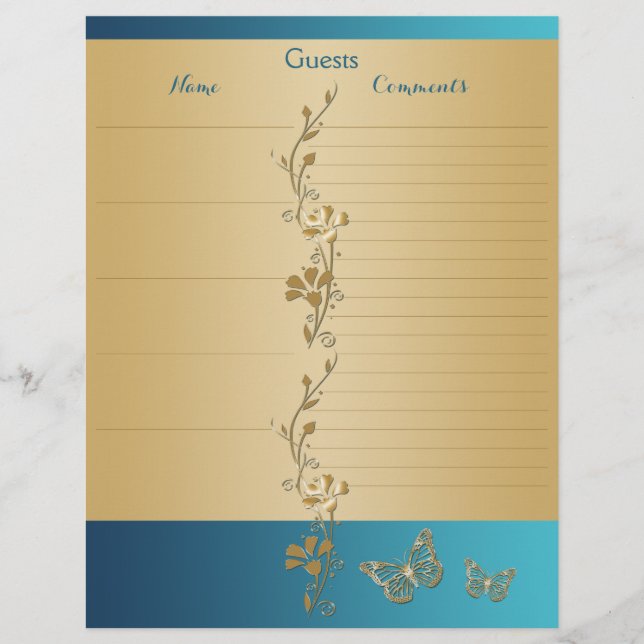 Binder Paper for use as Guestbook (Front)