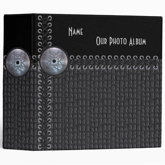 Binder Photo Album Black Leather Look Eyelets (Front/Spine)