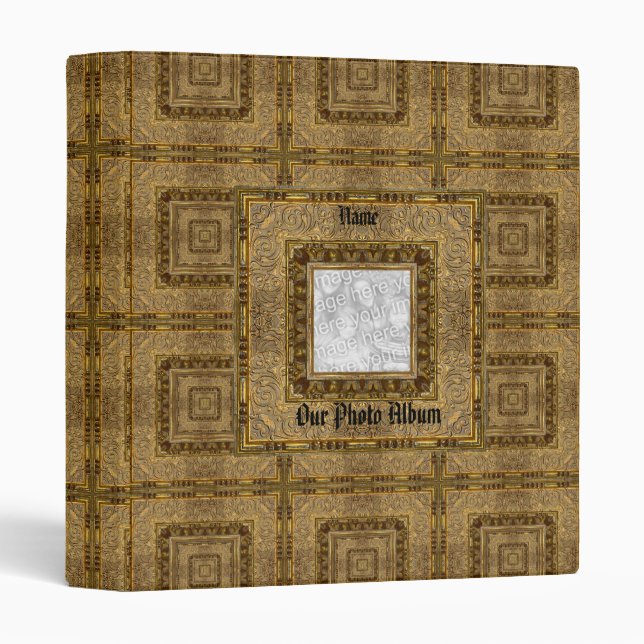 Binder Photo Album Old Wooden Book Frame (Front/Spine)