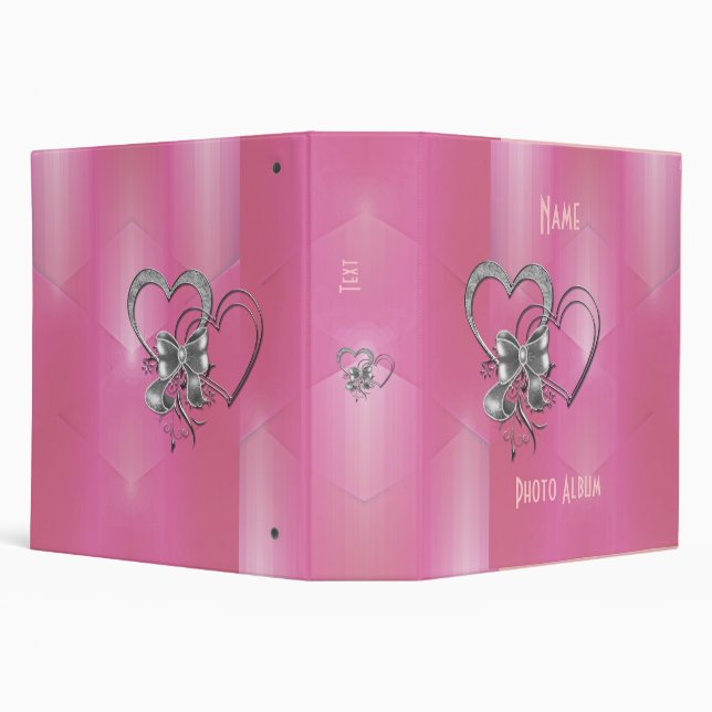 Binder Pink Silver Hearts Curve Photo Album (Background)